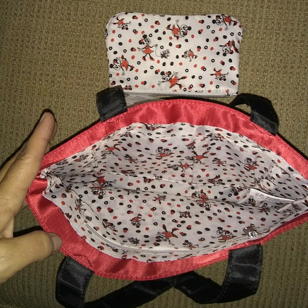 Disney Minnie Mouse canvas bag w/ makeup bag - Picture 3 of 6